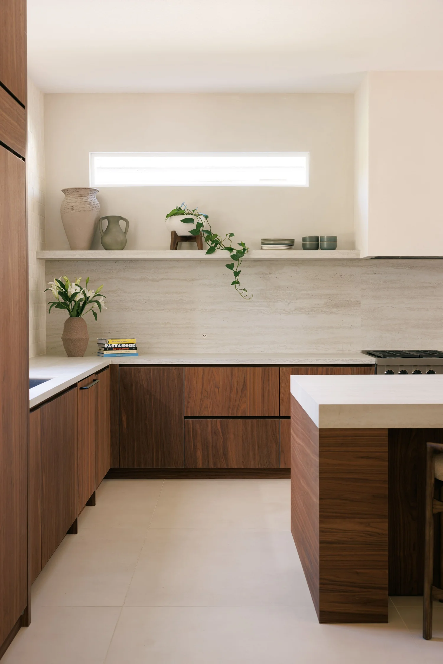 Farr Residence interior detail in warm woods and soft neutrals